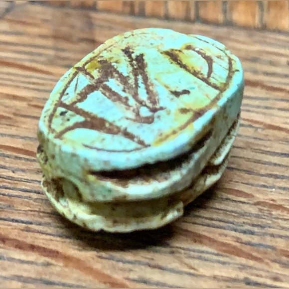 Vintage Hand Carved Egyptian Scarab Beetle Jewelry Bead - Picture 12 of 15